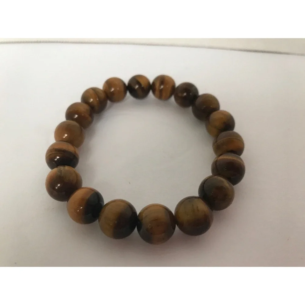 Bracelet‎ brown round natural glossy beads bangle Stretchy howlite earth tones